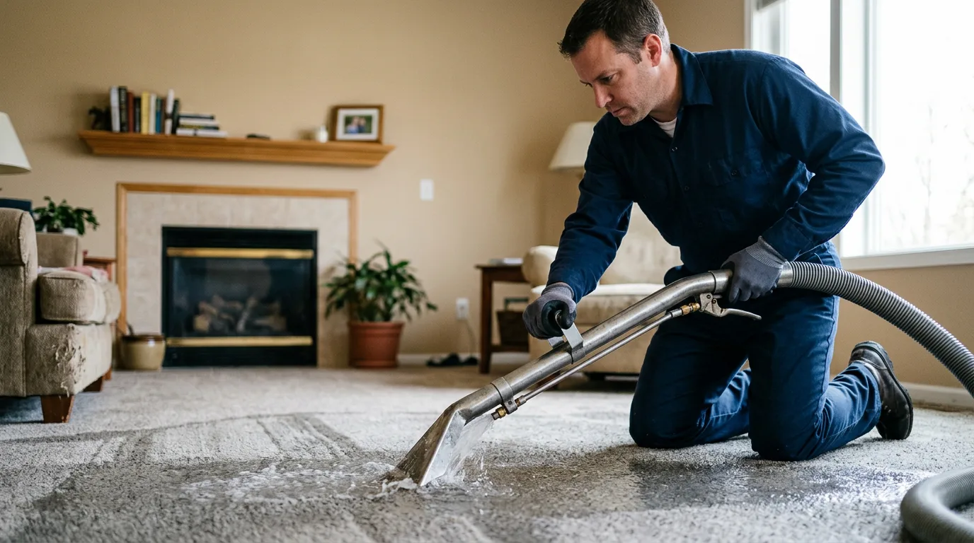 Water damage restoration technician working near Valhermoso Springs, AL